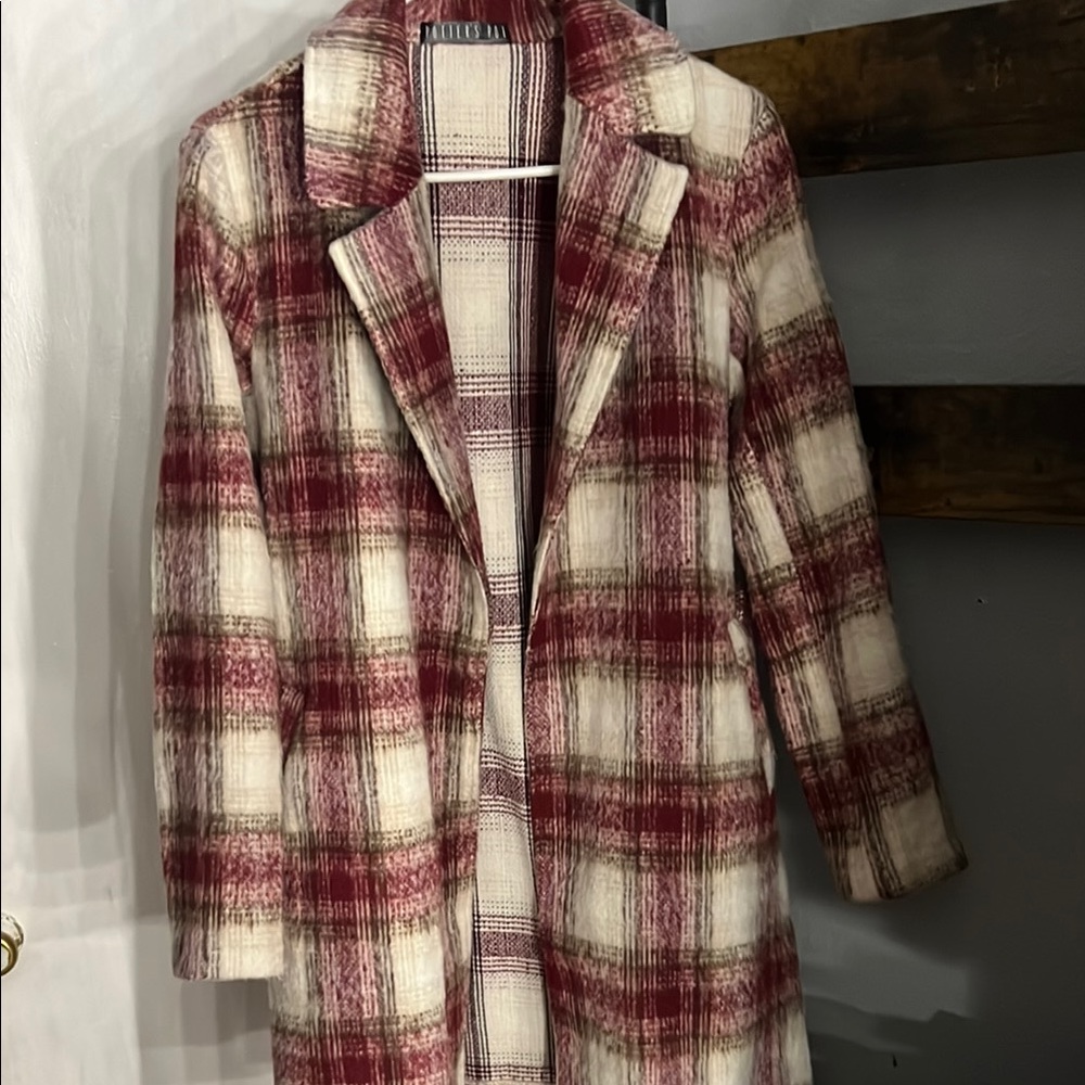 Potter's Pot Red and White Trench Coat Classic Plaid Design